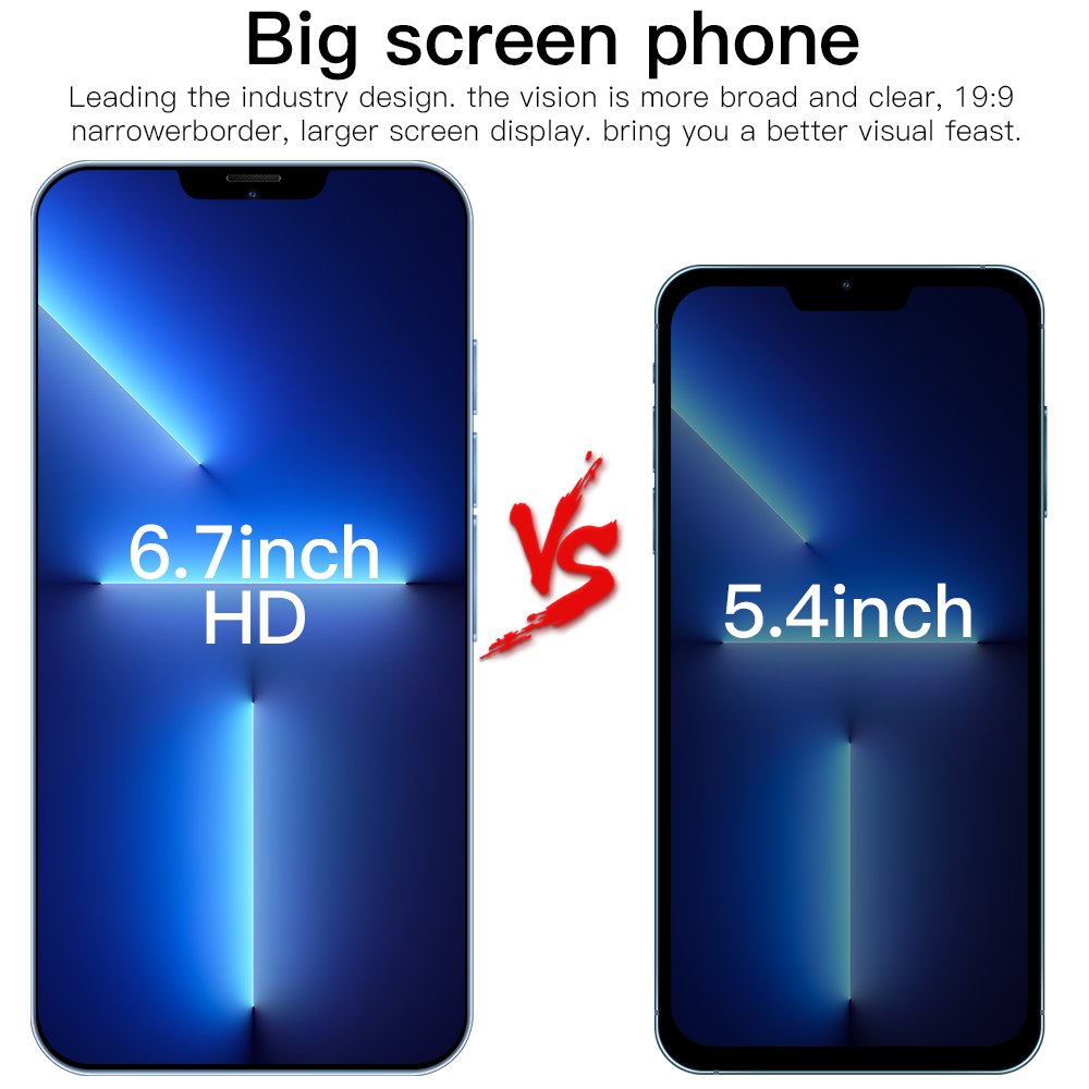2+16G Full Screen 6.8inch Global Dual SIM Android 3G 4G 5G Smart CellPhone Mobile 15 14Pro Max Smartphone Smart Mobile Phone i14